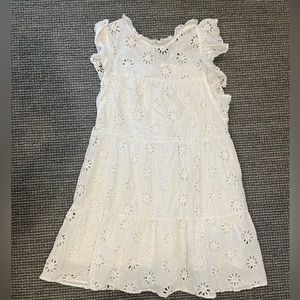 Impeccable pig white mini eyelet dress, sleeveless